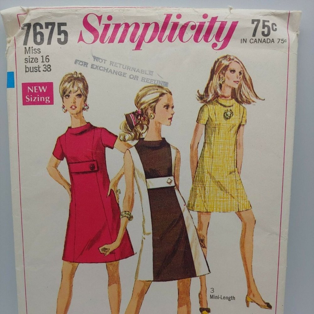 Simplicity Womens Miss 7675 Size 16 Bust 38 Uncut Sewing Pattern